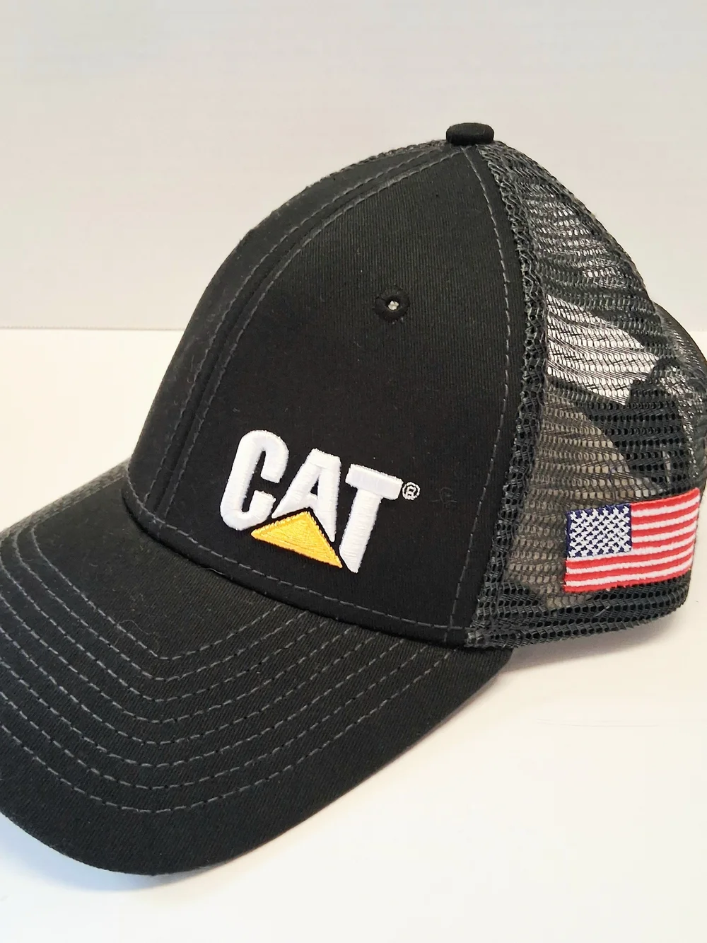 Authentic Caterpillar (CAT) Black Adult Trucker Style Hat Snapback Closure Cap